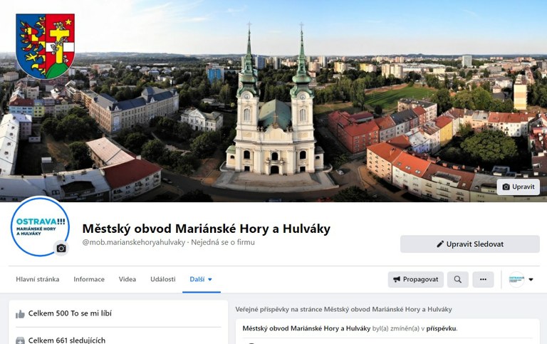 Facebookový profil obvodu má prvních 500 fanoušků
