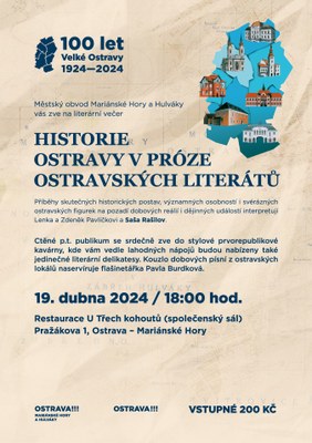 Literární večer „Historie Ostravy v próze ostravských literátů“ oslaví 100 let Velké Ostravy