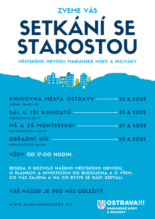 Starosta zve obyvatele Mariánských Hor a Hulvák na společná setkání