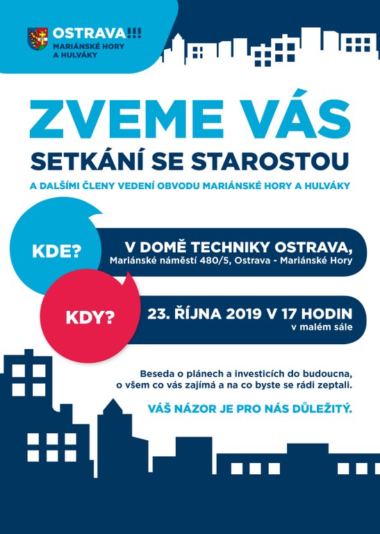 Starosta zve obyvatele Mariánských Hor a Hulvák na společná setkání