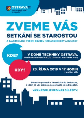 Starosta zve obyvatele Mariánských Hor a Hulvák na společná setkání