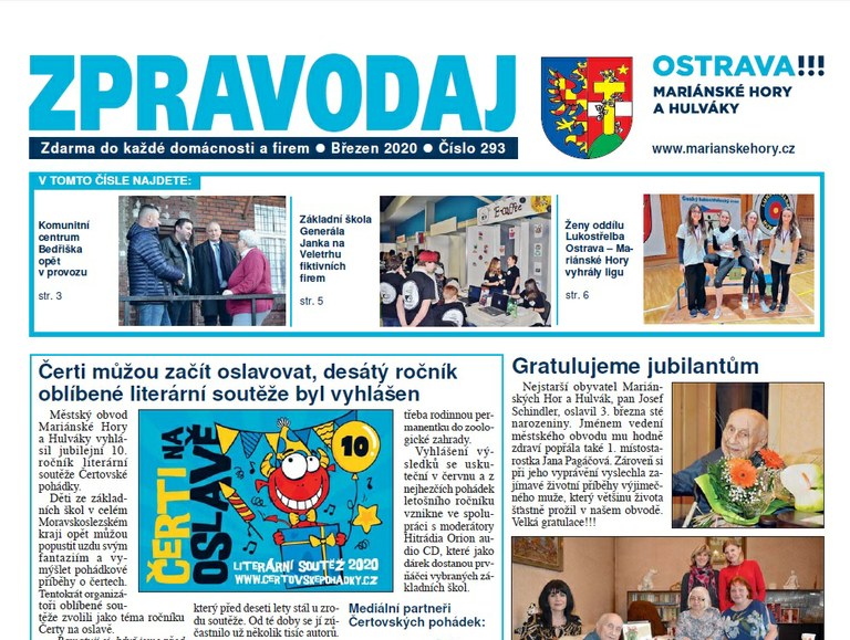 Vychází březnový zpravodaj Mariánských Hor a Hulvák