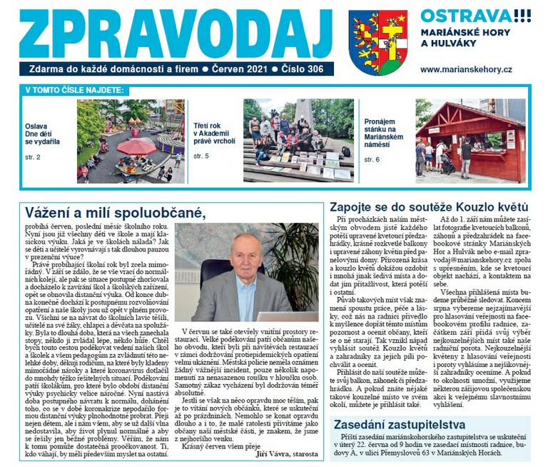 Vychází červnový zpravodaj Mariánských Hor a Hulvák