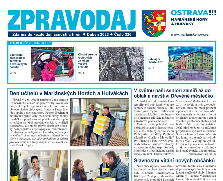 Vychází dubnový Zpravodaj