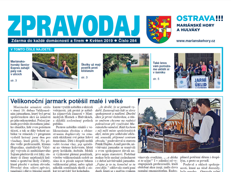 Vychází květnový Zpravodaj Mariánských Hor a Hulvák