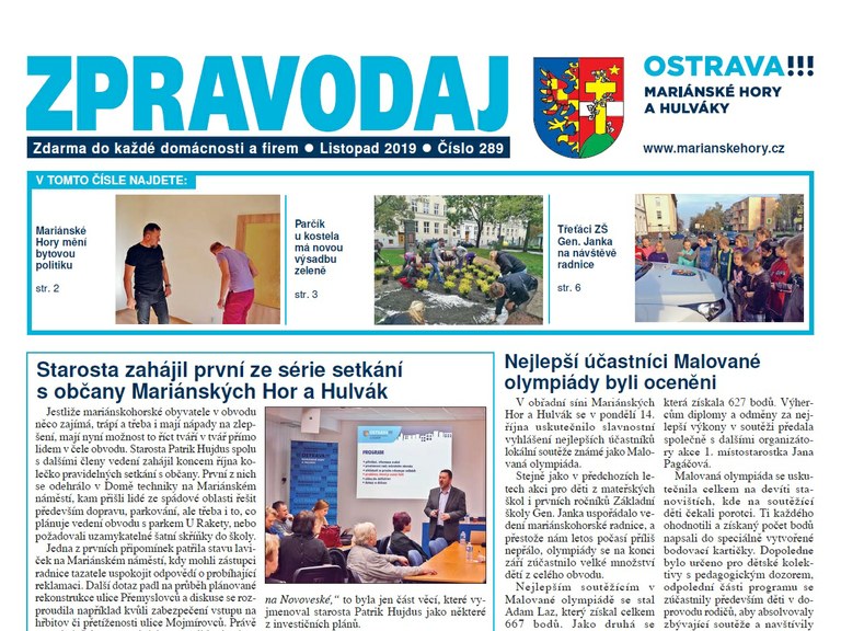 Vychází listopadový Zpravodaj Mariánských Hor a Hulvák