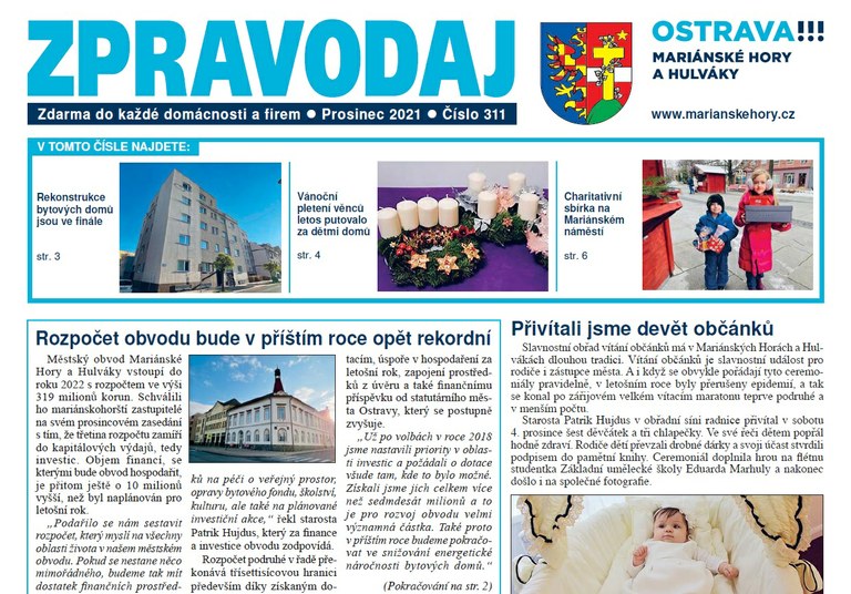 Vychází prosincový zpravodaj