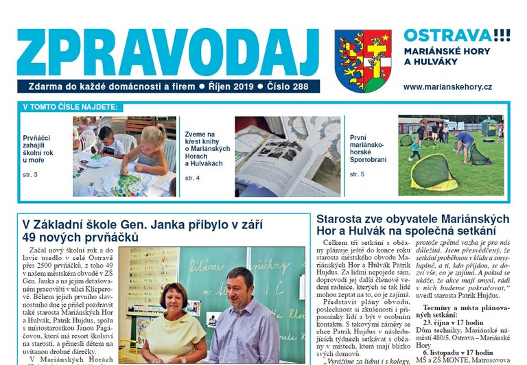 Vychází řínový Zpravodaj Mariánských Hor a Hulvák