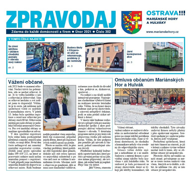 Vychází únorový zpravodaj