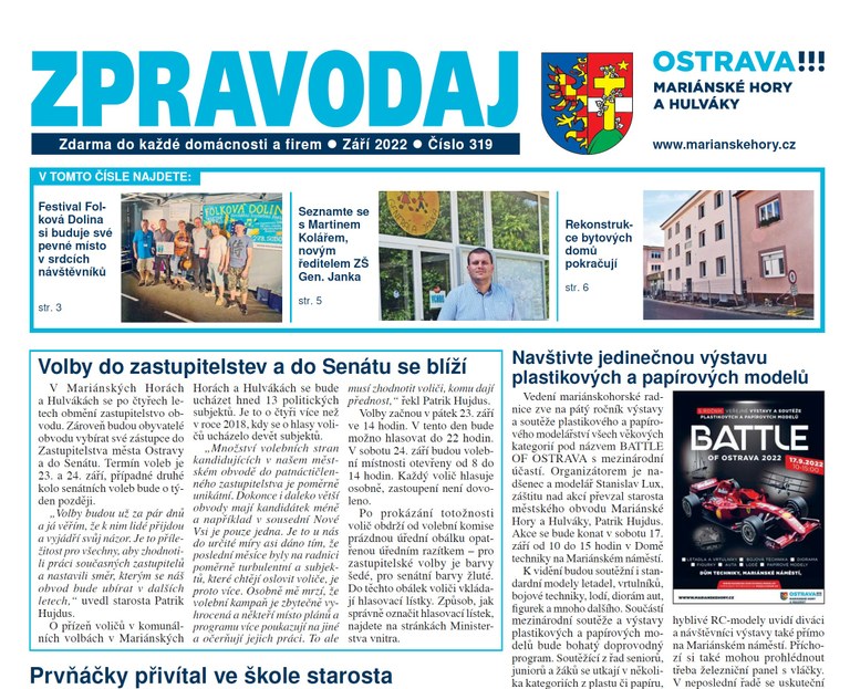 Vychází zářijový Zpravodaj