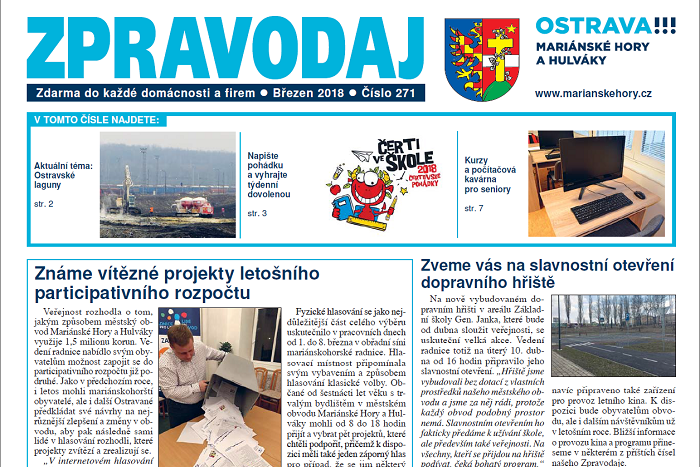 Vyšel březnový Zpravodaj Mariánských Hor a Hulvák