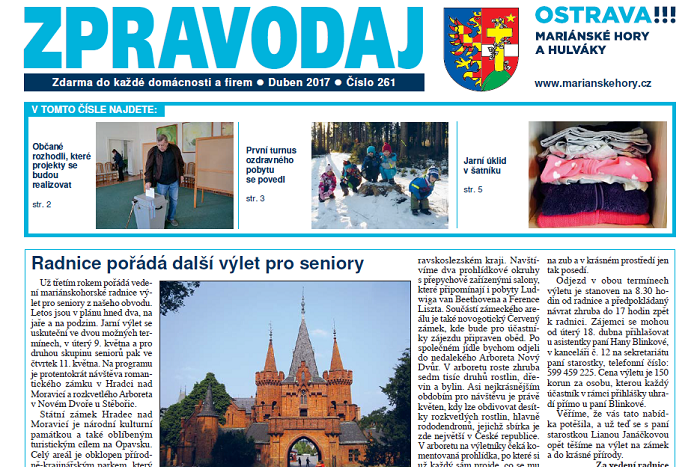 Vyšel dubnový Zpravodaj