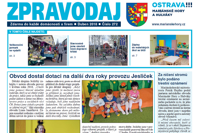 Vyšel dubnový Zpravodaj Mariánských Hor a Hulvák