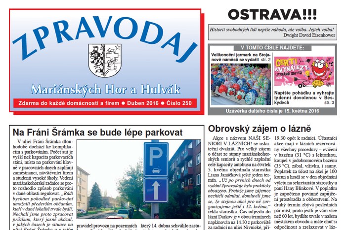 Vyšel dubnový Zpravodaj