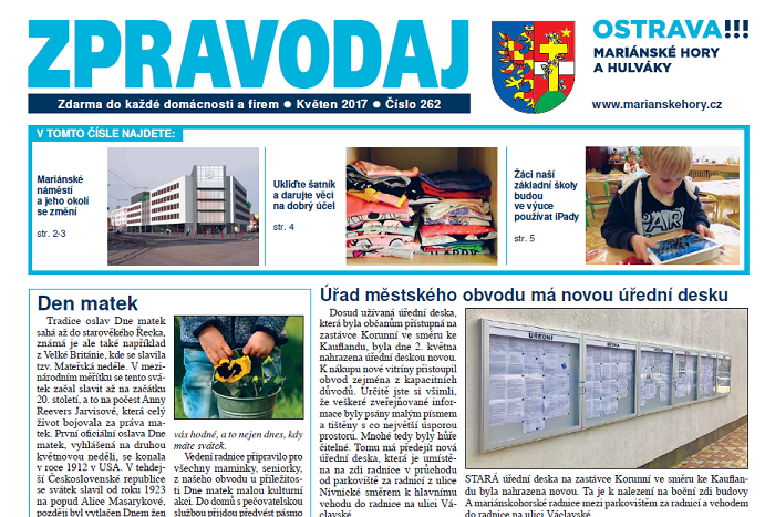 Vyšel květnový Zpravodaj