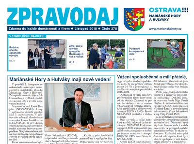 Vyšel listopadový Zpravodaj Mariánských Hor a Hulvák
