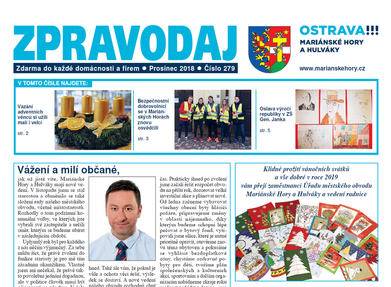 Vyšel prosincový Zpravodaj Mariánských Hor a Hulvák