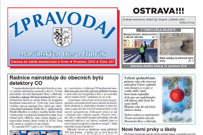 Vyšel prosincový Zpravodaj