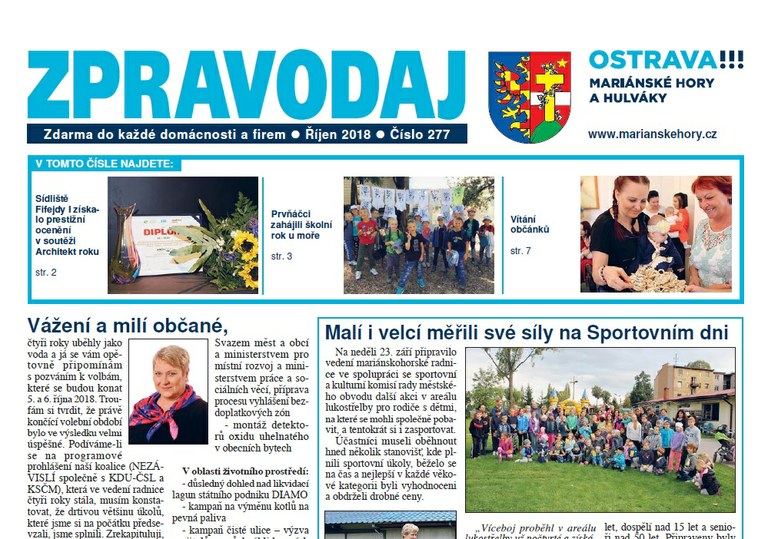 Vyšel říjnový Zpravodaj Mariánských Hor a Hulvák