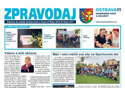 Vyšel říjnový Zpravodaj Mariánských Hor a Hulvák