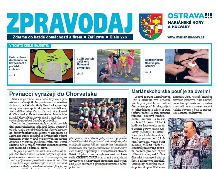 Vyšel zářijový Zpravodaj Mariánských Hor a Hulvák