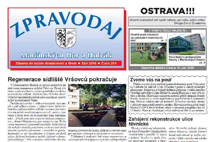 Vyšel zářijový Zpravodaj