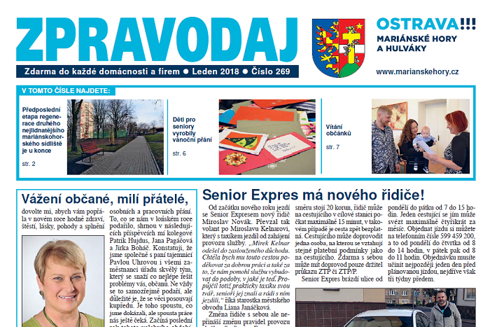 Vyšlo lednové číslo Zpravodaje Mariánských Hor a Hulvák