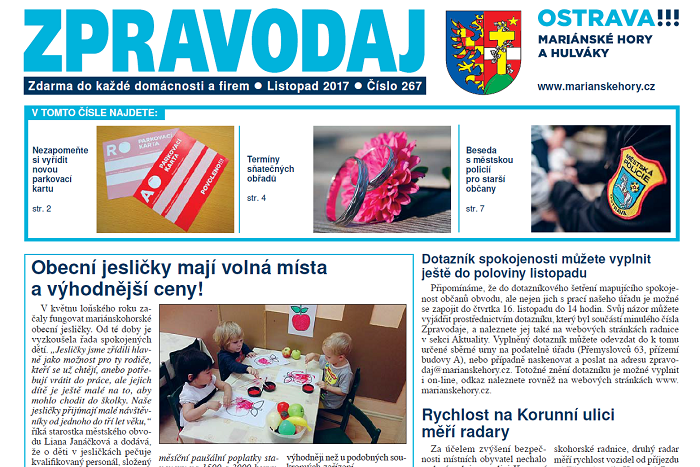 Vyšlo listopadové číslo Zpravodaje